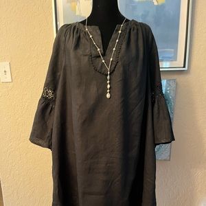 Black linen dress